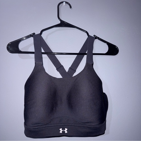 Under Armour High Support Sports Bra Black 36D Crossback Adjustable Straps - Picture 2 of 9